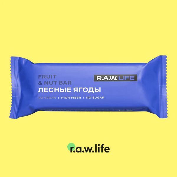 R.A.W. LIFE Фруктово-ореховый батончик «Лесные ягоды», 47 г