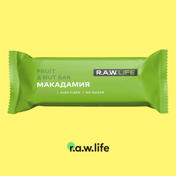 R.A.W. LIFE Фруктово-ореховый батончик «Макадамия», 47 г